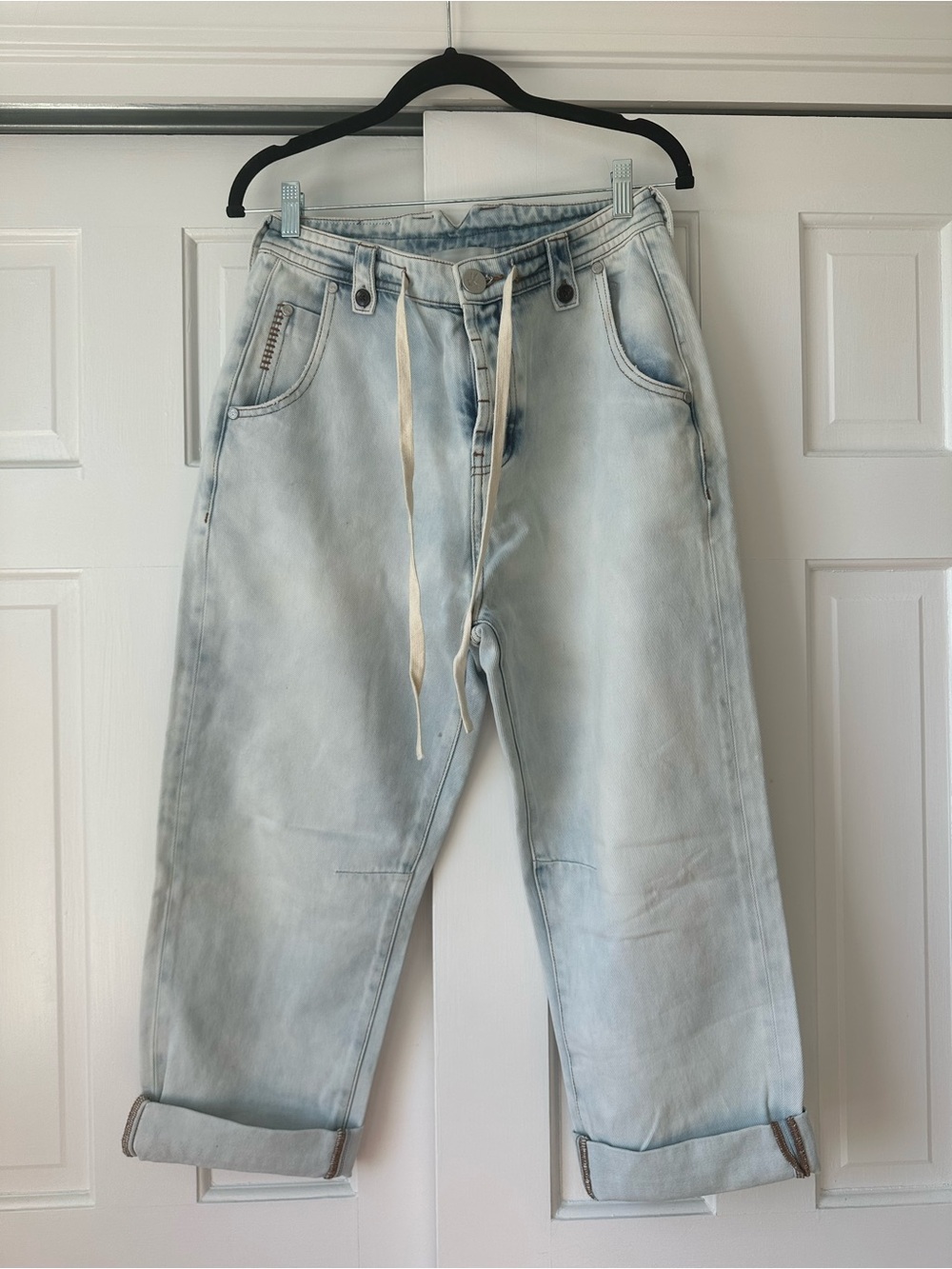One Teaspoon Light Blue Relaxed Drawstring Jeans